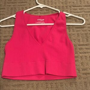 Garage Pink Ribbed Women's Crop Top